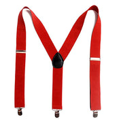Mens Y-Shape Adjustable Suspender With 12 Solid Solid Elastic Straps