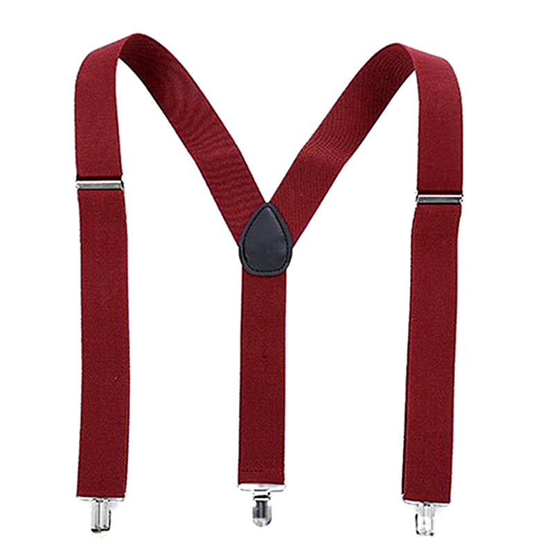 Mens Y-Shape Adjustable Suspender With 12 Solid Solid Elastic Straps