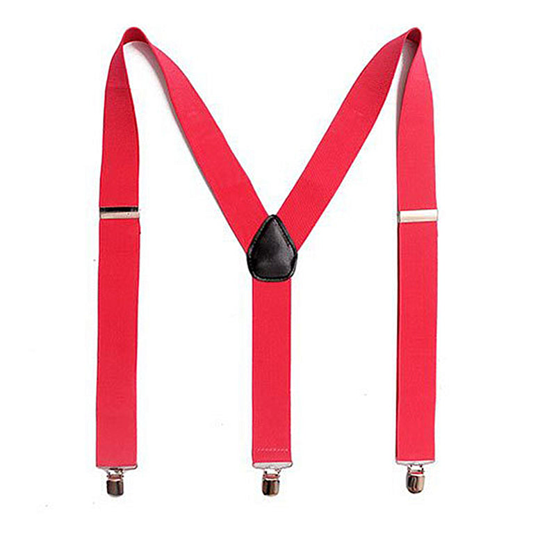 Mens Y-Shape Adjustable Suspender With 12 Solid Solid Elastic Straps