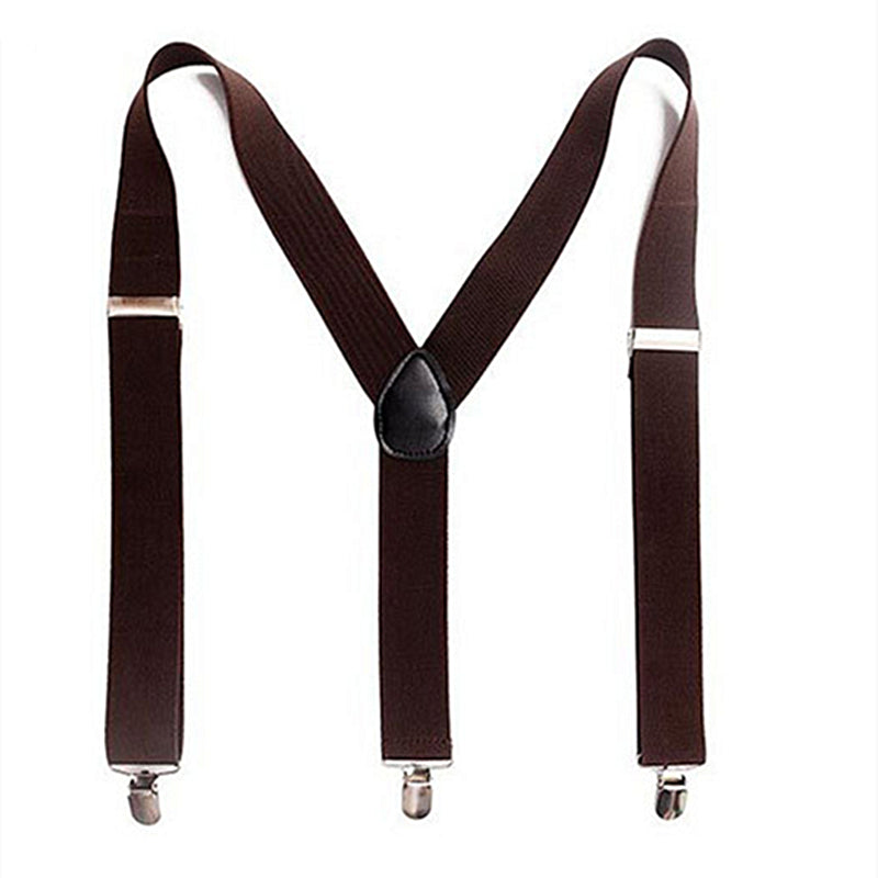 Mens Y-Shape Adjustable Suspender With 12 Solid Solid Elastic Straps