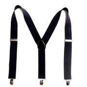 Mens Y-Shape Adjustable Suspender With 12 Solid Solid Elastic Straps