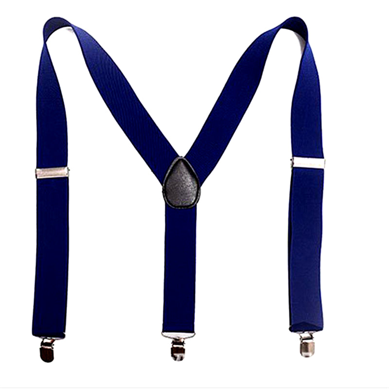 Mens Y-Shape Adjustable Suspender With 12 Solid Solid Elastic Straps