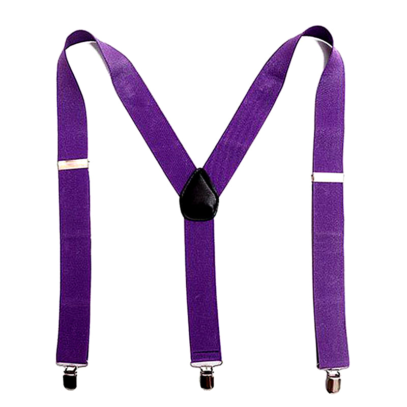Mens Y-Shape Adjustable Suspender With 12 Solid Solid Elastic Straps