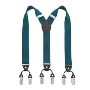 Mens Y-Shape Adjustable Suspender With Solid Black Blue Elastic Straps