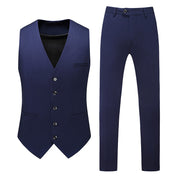 Mens 3 Piece Suit Slim Fit Business Tuxedos For Wedding Prom Groomsmen Black Blue Grey Blazer & Pants & Waistcoat