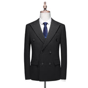 Men's Double Breasted Blazer Solid Suit Jacket in Black