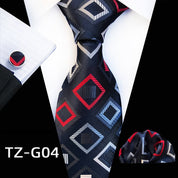Men's 3 piece Ties Set  (Necktie+Pocket Square +Cufflinks)
