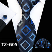 Men's 3 piece Ties Set  (Necktie+Pocket Square +Cufflinks)