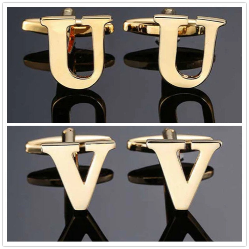 26 Dimensional Letter Style Cufflinks Gold
