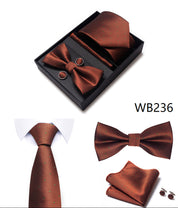 Men's 4 Pieces Fashion Business Striped Tie and Square Scarf Set