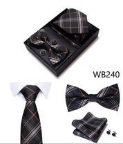 Men's 4 Pieces Business Ties & Square Scarf & Cufflinks Set