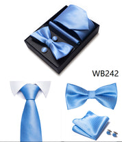 Men's 4 Pieces Business Ties & Square Scarf & Cufflinks Set