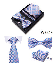Men's 4 Pieces Business Ties & Square Scarf & Cufflinks Set