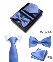 Men's 4 Pieces Business Ties & Square Scarf & Cufflinks Set