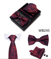 Men's 4 Pieces Gift Ties & Square Scarf & Cufflinks Set