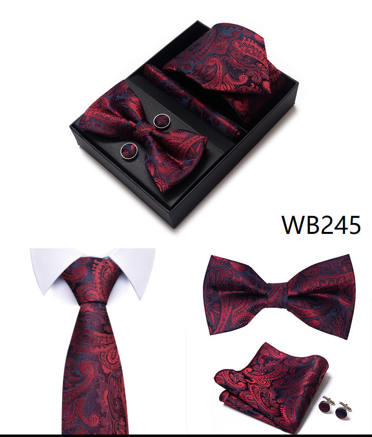 Men's 4 Pieces Gift Ties & Square Scarf & Cufflinks Set