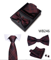 Men's 4 Pieces Gift Ties & Square Scarf & Cufflinks Set