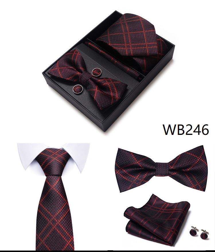 Men's 4 Pieces Gift Ties & Square Scarf & Cufflinks Set