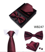 Men's 4 Pieces Gift Ties & Square Scarf & Cufflinks Set