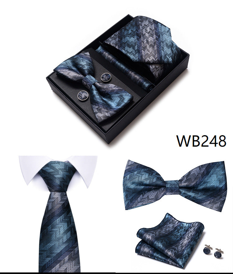 Men's 4 Pieces Gift Ties & Square Scarf & Cufflinks Set