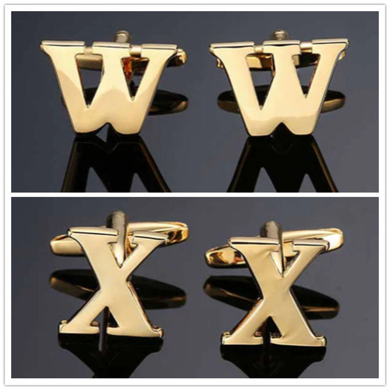 26 Dimensional Letter Style Cufflinks Gold