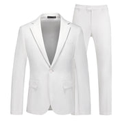 Men's 2 Piece Solid White Suit One Button
