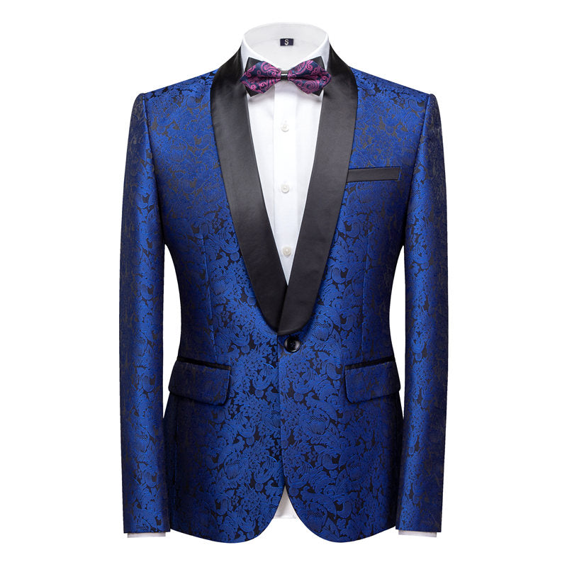 Men's Dress Blazer Jacquard Embroidered Jacket in 7 Colors