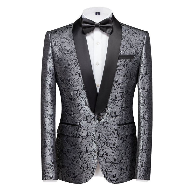 Men's Dress Blazer Jacquard Embroidered Jacket in 7 Colors