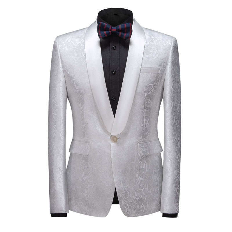 Men's Dress Blazer Jacquard Embroidered Jacket in 7 Colors