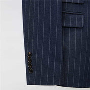 Mens 2 Piece Double Breasted Suit Slim Fit Pinstripe Tuxedos