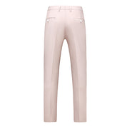 Mens Slim Fit Flat Front Pants Solid Beige Trousers