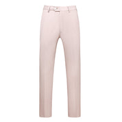 Mens Slim Fit Flat Front Pants Solid Beige Trousers