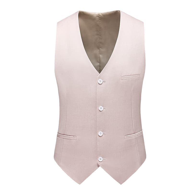Mens Vest Slim Fit Solid Beige Waistcoat For Prom Groomsman Wedding