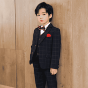 Boys 5 Piece Plaid Suit Formal Presentation Dress Set