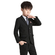 Boys 5 Piece Striped Suit in Grey and Black