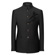 Mens Tang Blazer Embroidered Mandarin Collar Suit Jacket in 6 Colors