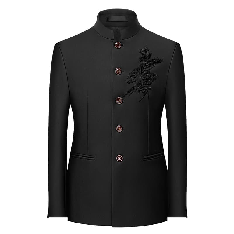 Mens Tang Blazer Embroidered Mandarin Collar Suit Jacket in 6 Colors