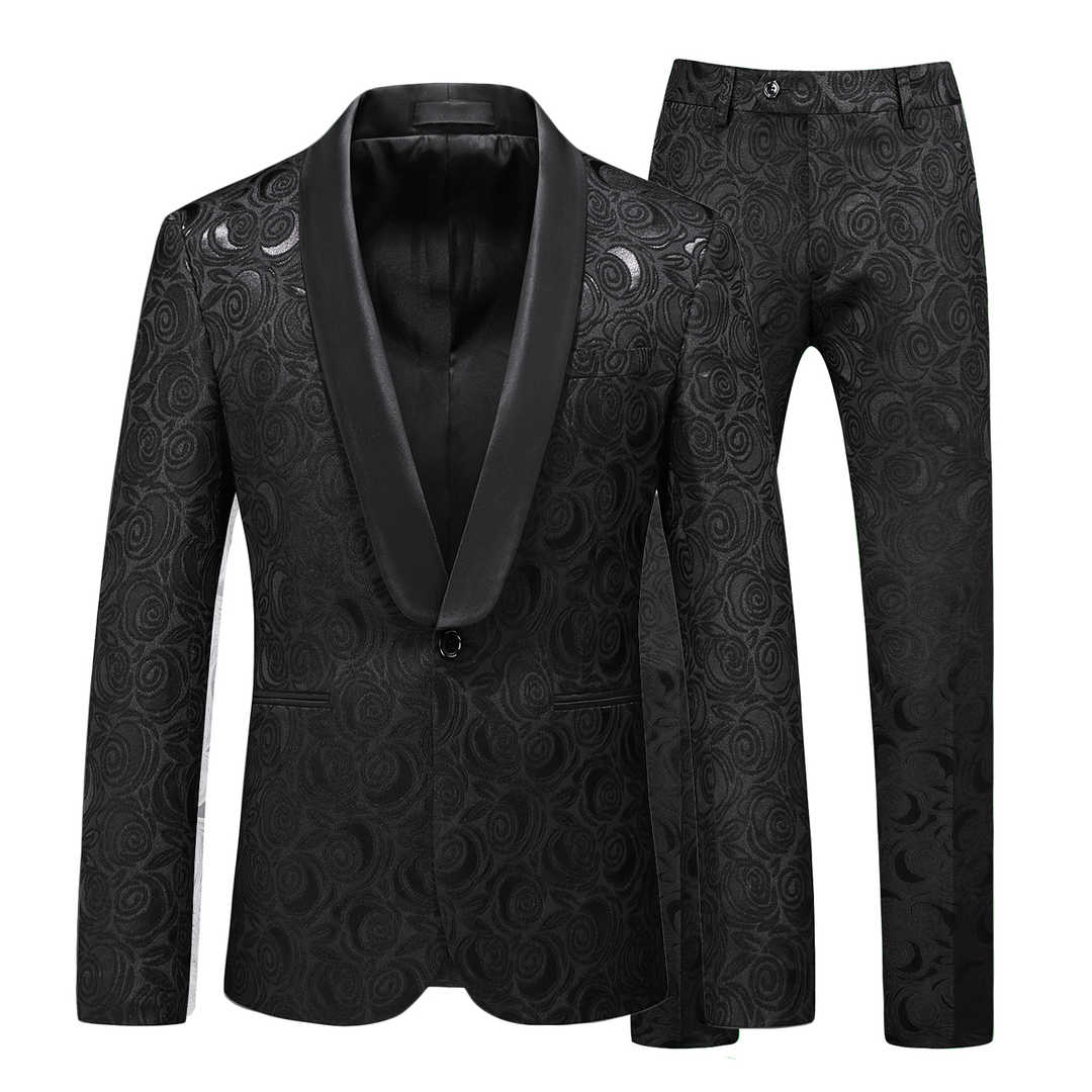 Men s Suit Slim Fit Tuxedos Floral Printed Black White Wedding Prom men-s-suit-slim-fit-tuxedos-floral-printed-black-white-wedding-prom