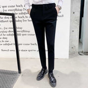 Men's Casual Cropped Pants in Solid Black Grey Brown