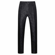 Mens Slim Fit Flat Front Pants Fashion Jacquard Trousers