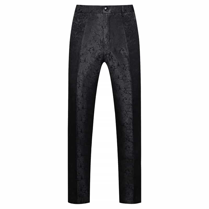 Mens Slim Fit Flat Front Pants Fashion Jacquard Trousers