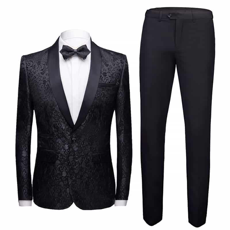 Mens 2 Piece Floral Tuxedo in Bule Black Red White
