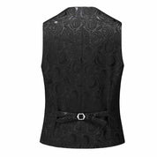 Men's Jacquard  Printed Vest in White & Black