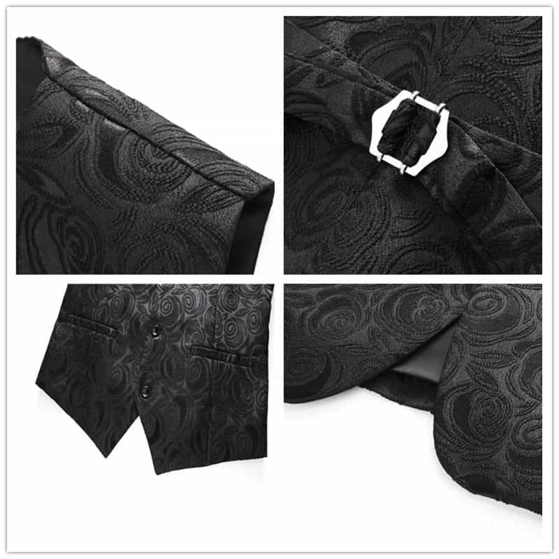 Men's Jacquard  Printed Vest in White & Black