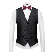Mens Single Breasted Elegant Printed Vest Slim Fit Solid Waistcoat
