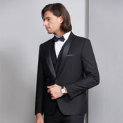 3 Piece Plain Tuxedo Set with Shawn Lapel