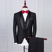 3 Piece Plain Tuxedo Set with Shawn Lapel