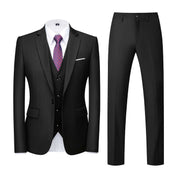 Mens 3 Piece Solid Suit with 12 Plain Colors One Button Closure