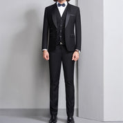 3 Piece Plain Tuxedo Set with Shawn Lapel