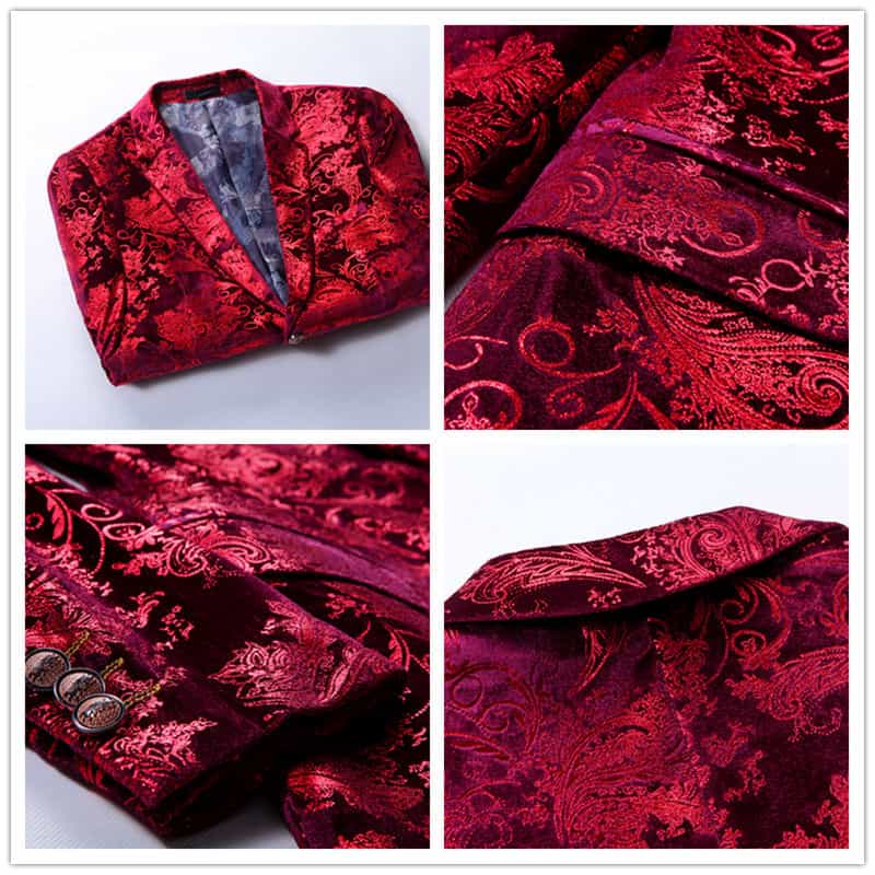 Men Printed Jacket in Hot Pink Two Buttons